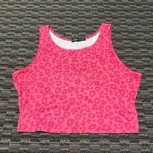 Pink leopard tank top size small